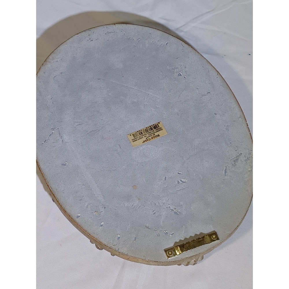 Bella Casa Oval Wall Mirror Beige Resin Frame Distressed Shabby Chic Accent - Picture 3 of 3